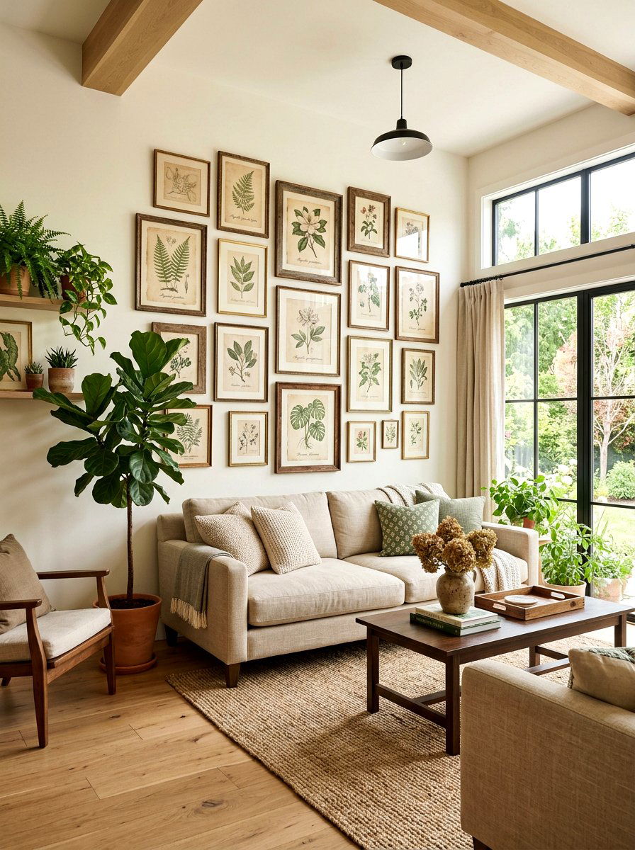 Vintage Botanical Gallery Wall - 25 Spring Botanical Print Decor Ideas