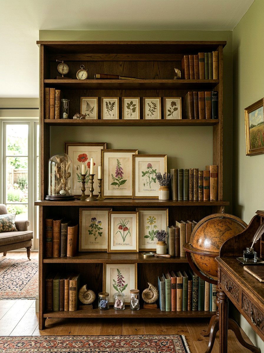 Vintage Botanical Print - 25 Spring Shelf Vignette Ideas