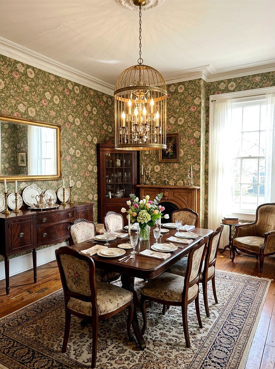 Vintage Brass Birdcage Light - 25 Spring Dining Room Chandelier Ideas