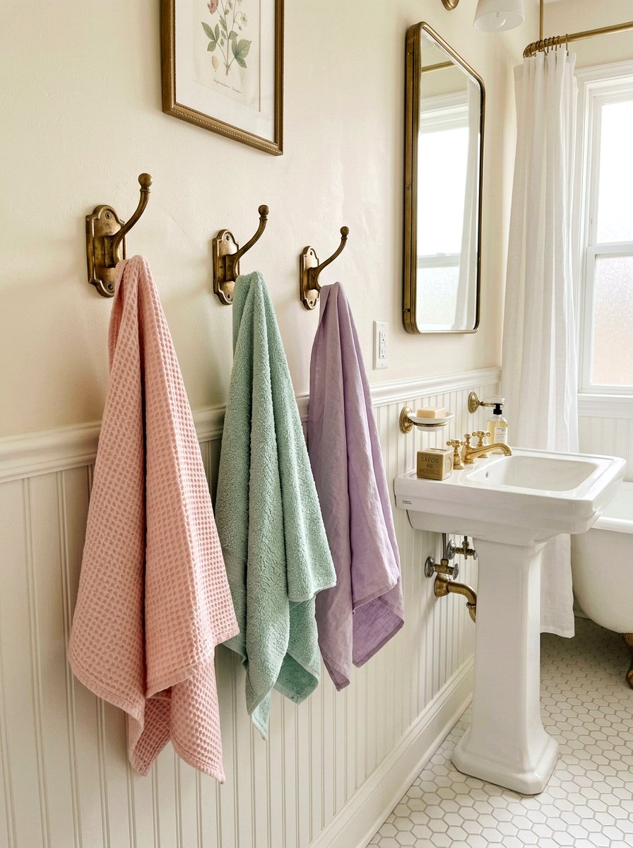 Vintage Brass Towel Hook - 25 Spring Towel Rack Decor Ideas