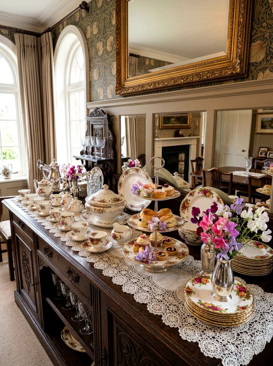 Vintage China Buffet - 25 Spring Buffet Decor Ideas
