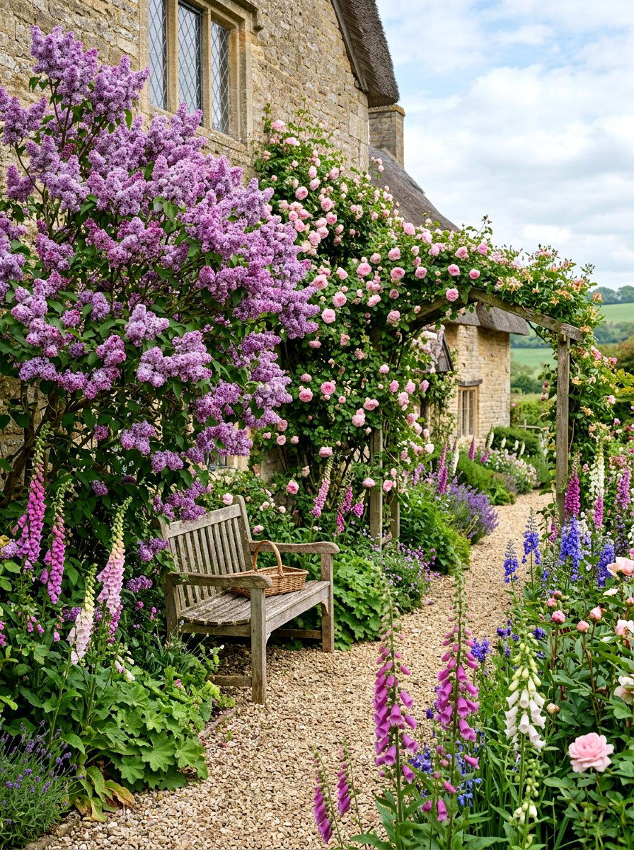 Vintage Cottage Garden Lilac - 25 Spring Lilac Bush Ideas