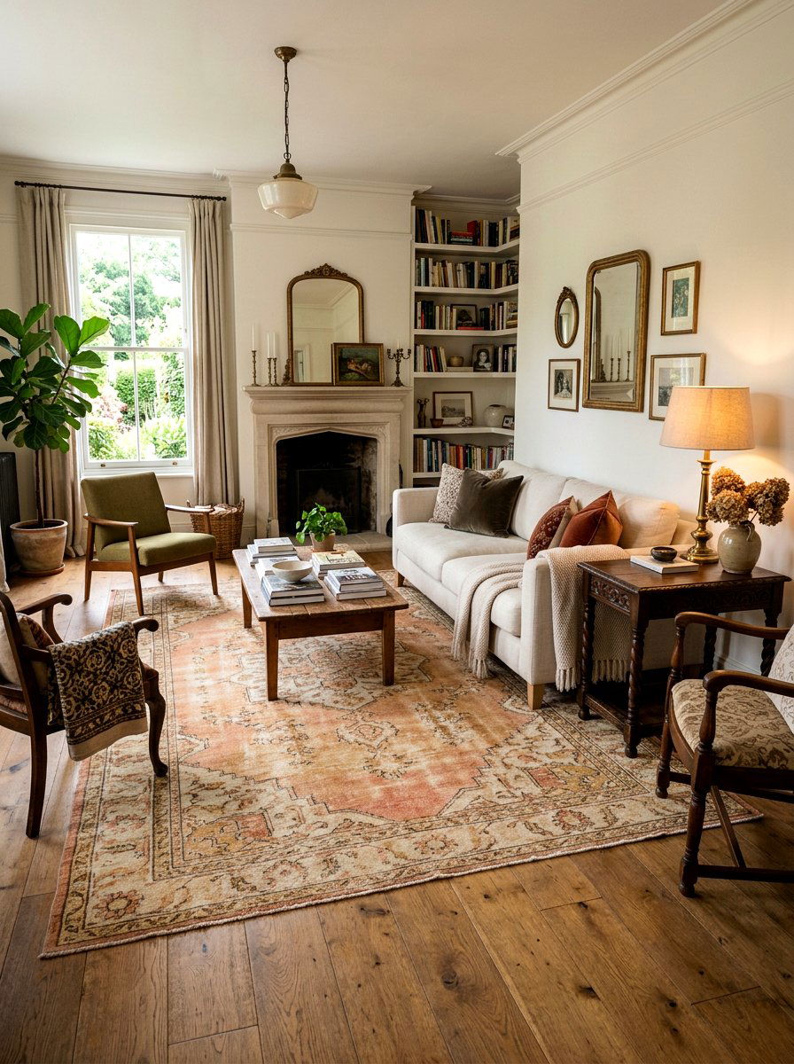 Vintage Distressed Rug - 25 Spring Living Room Rug Ideas