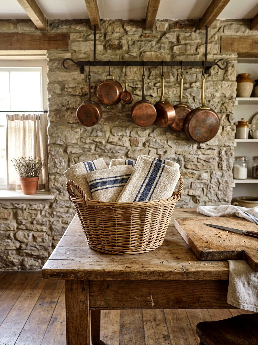 Vintage Farmhouse Stripe - 25 Spring Kitchen Towel Ideas