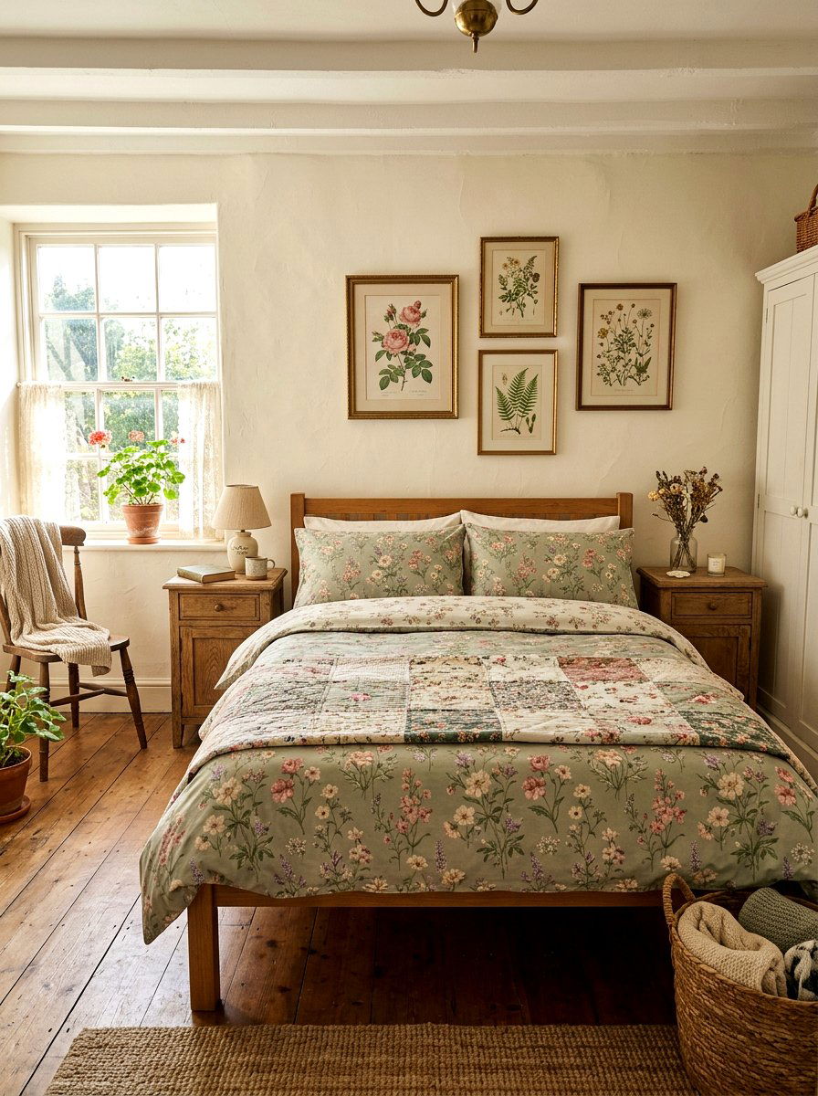 Vintage Floral Bedding - 25 Spring Cottagecore Decor Ideas
