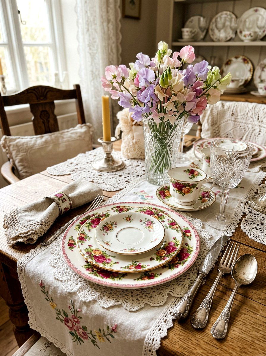 Vintage Floral China - 25 Spring Table Decor Ideas