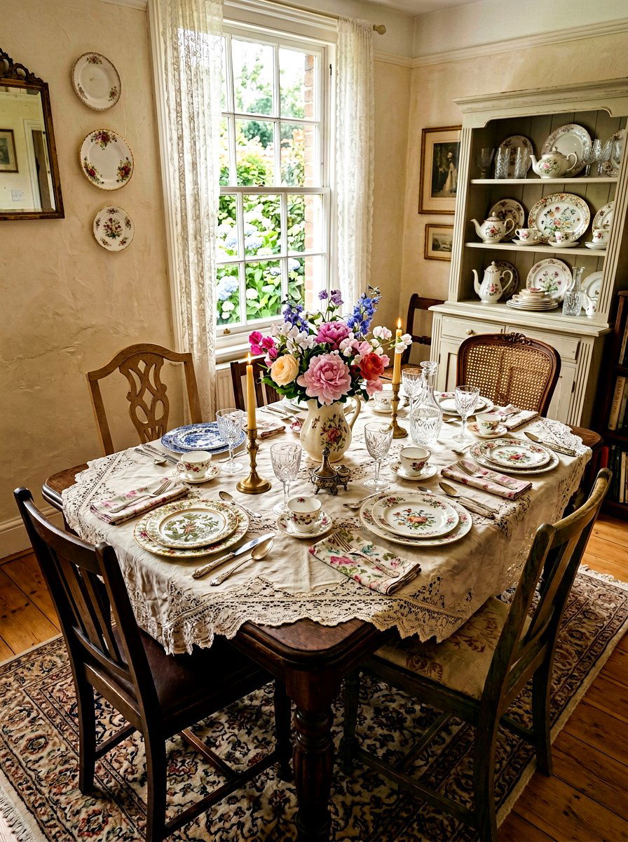 Vintage Floral China - 25 Spring Dinner Party Table Ideas