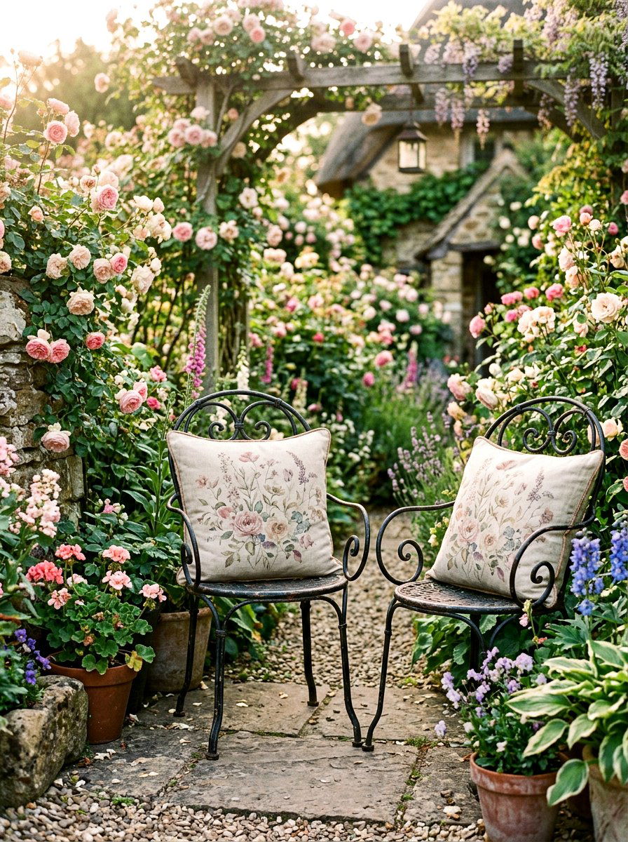 Vintage Floral Garden Pillow - 25 Spring Outdoor Pillow Ideas