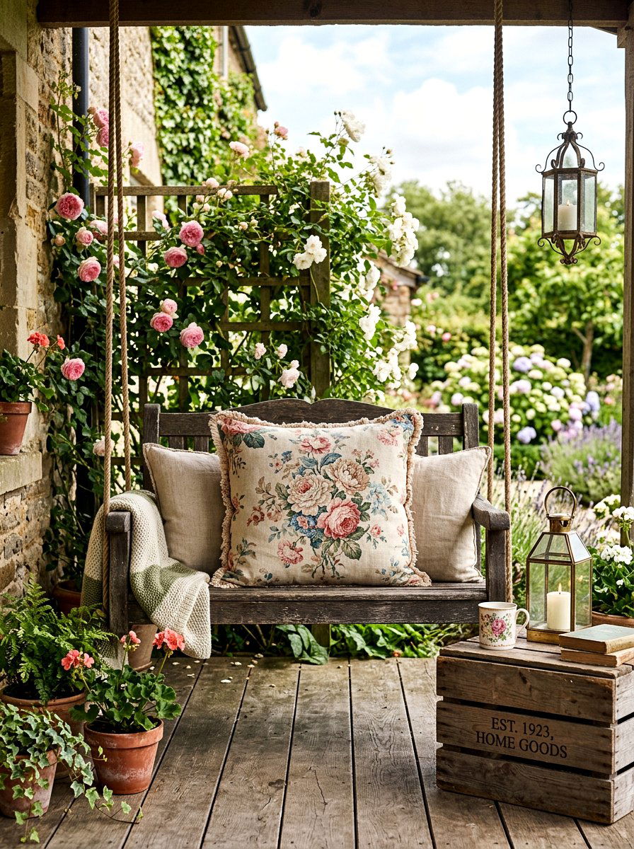 Vintage Floral Pillow - 25 Spring Porch Pillow Ideas