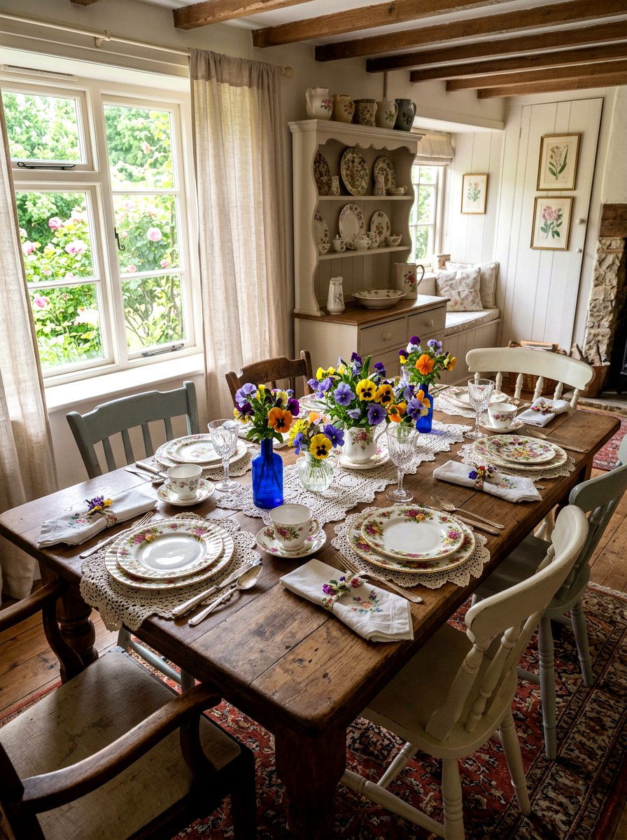 Vintage Floral Table - 25 Spring Table Arrangement Ideas