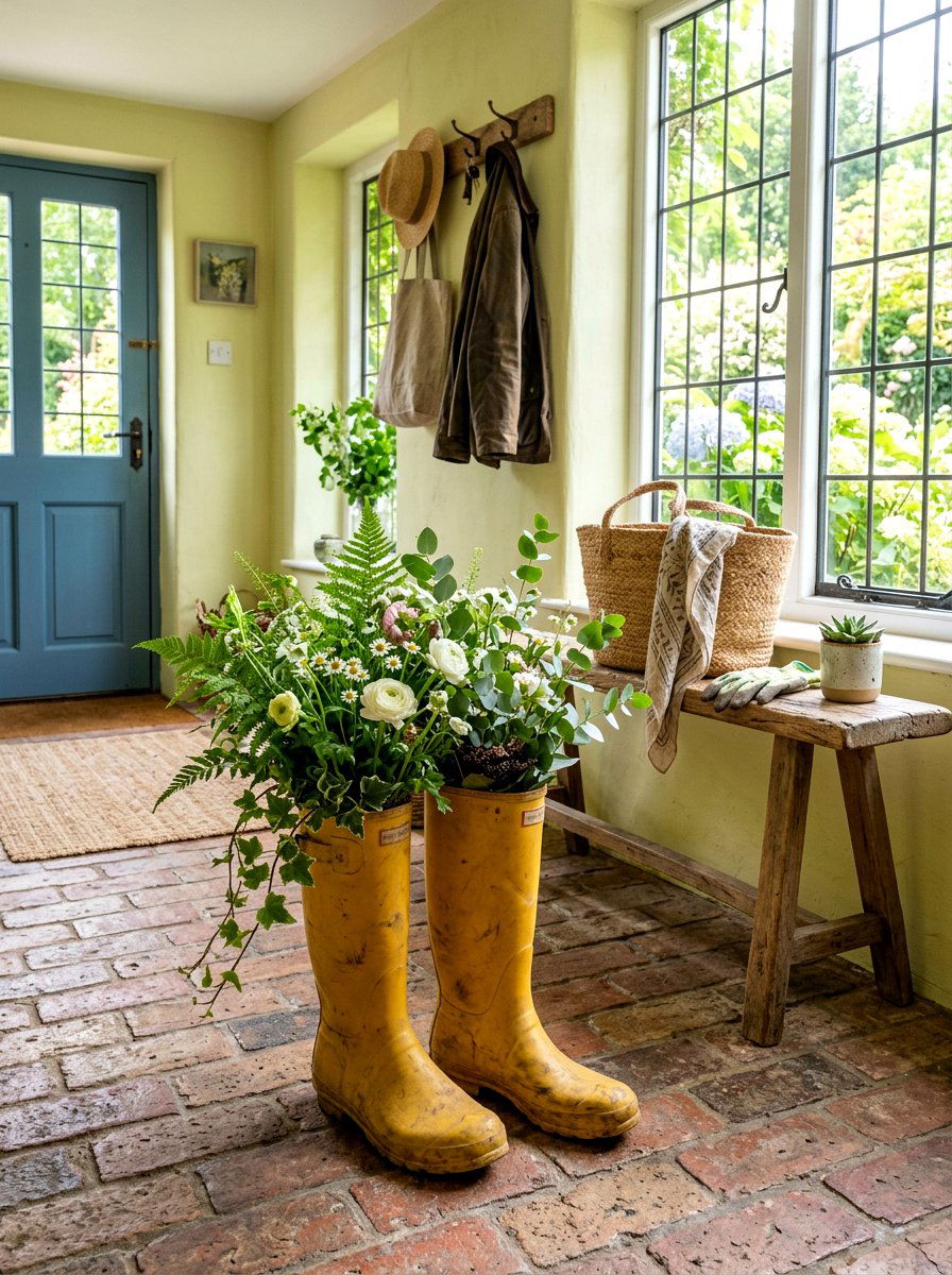Vintage Garden Boots - 25 Spring Foyer Decor Ideas