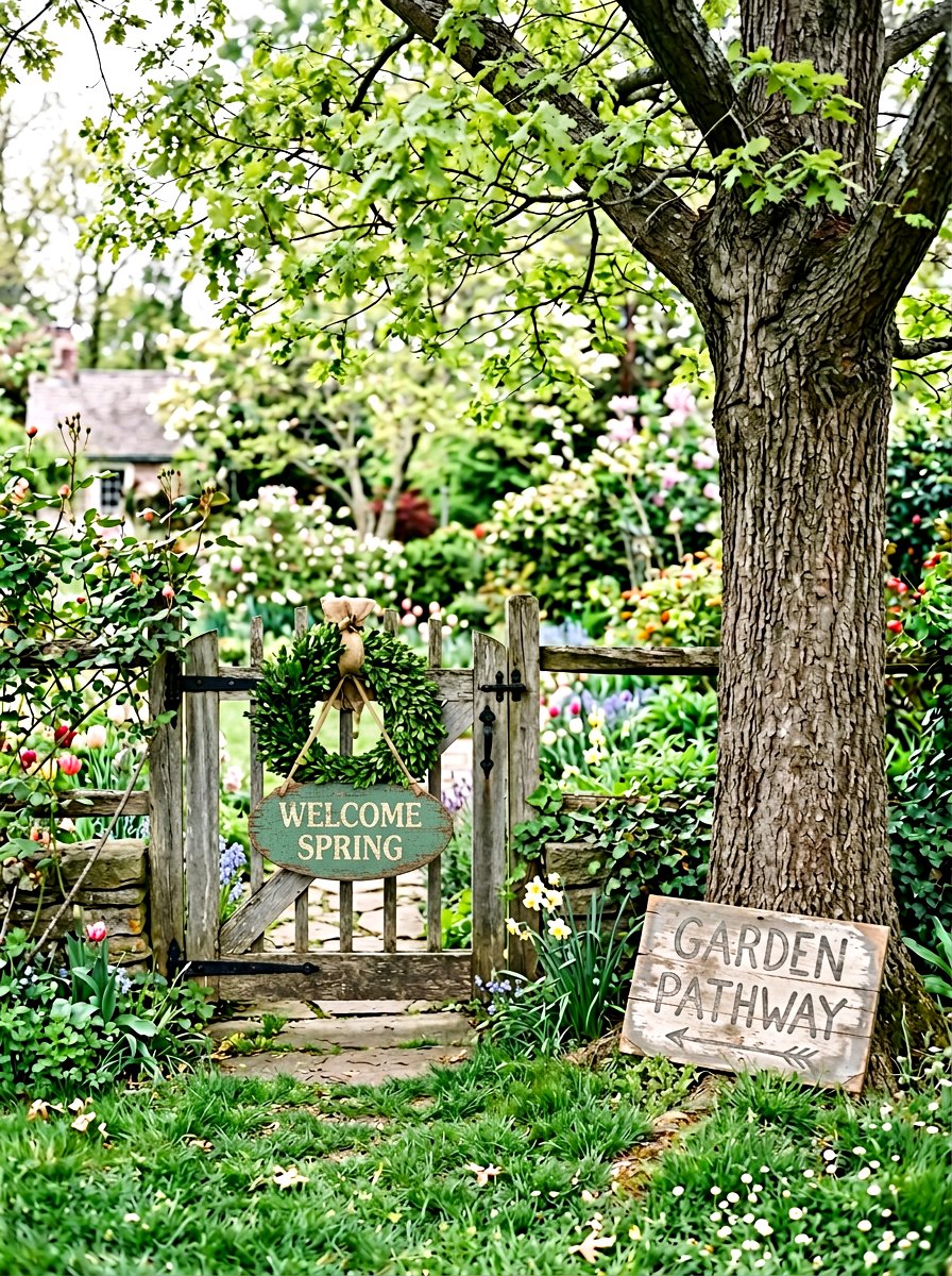 Vintage Garden Gate Sign - 25 Spring DIY Sign Ideas