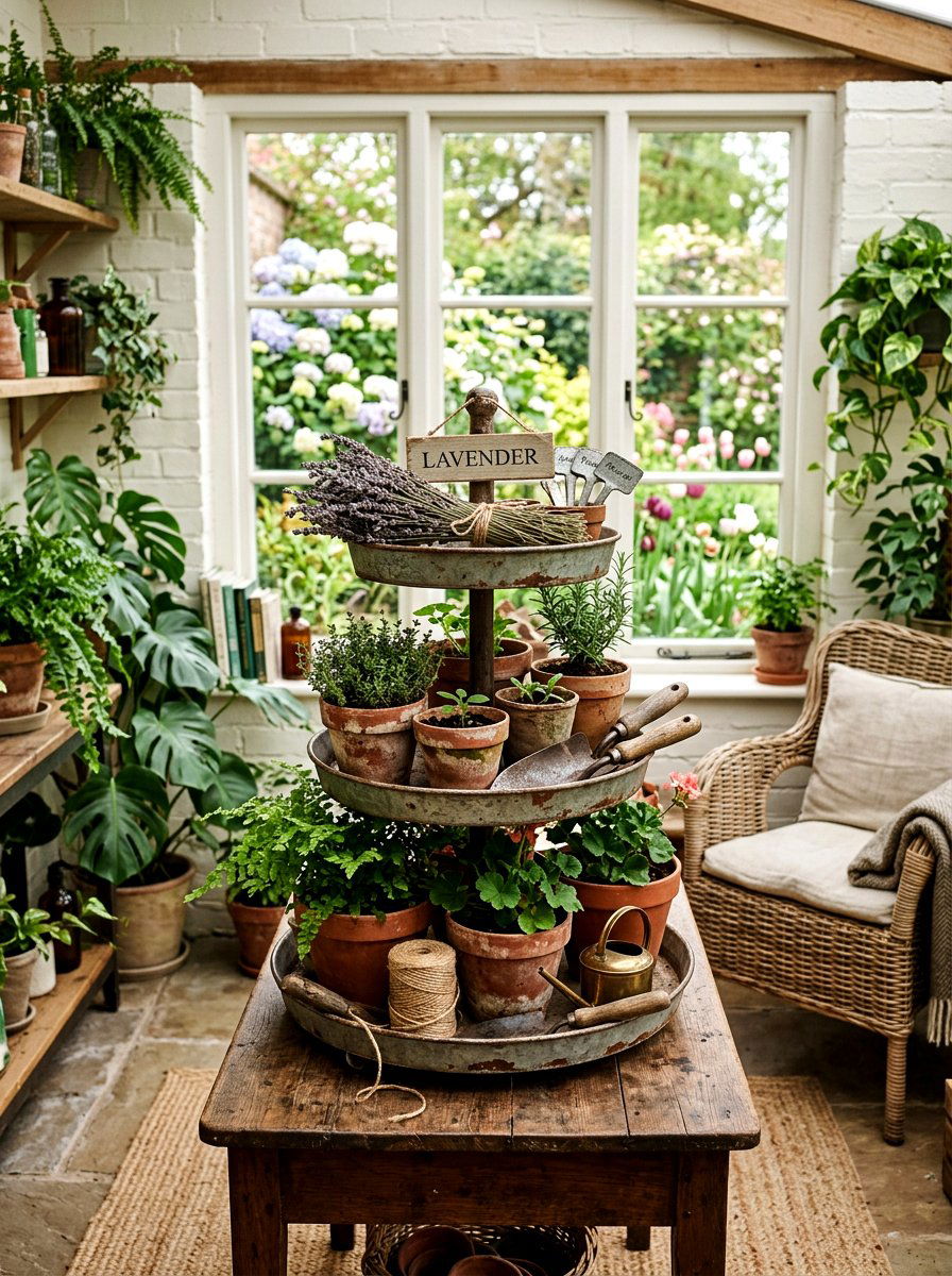 Vintage Garden Tools - 25 Spring Tiered Tray Decor Ideas