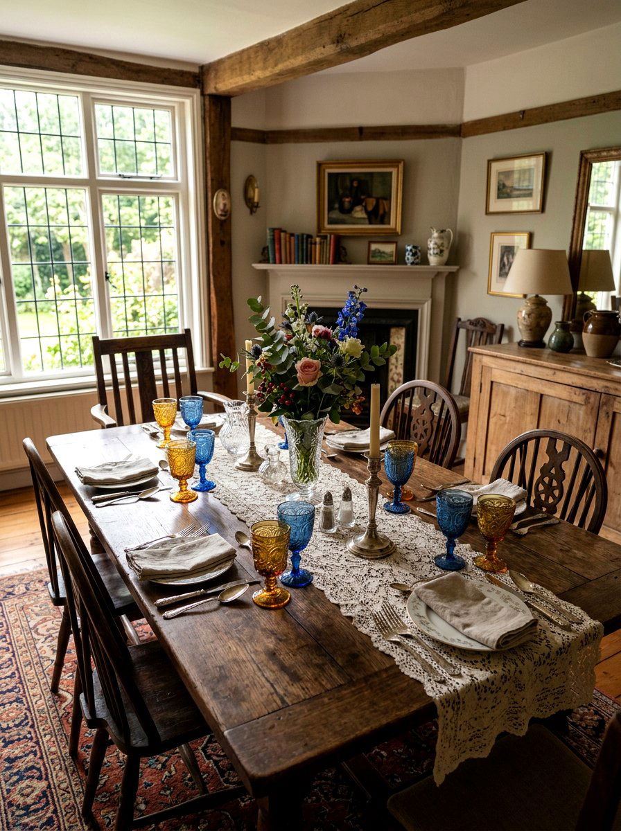 Vintage Glassware Table - 25 Spring Table Setting Ideas