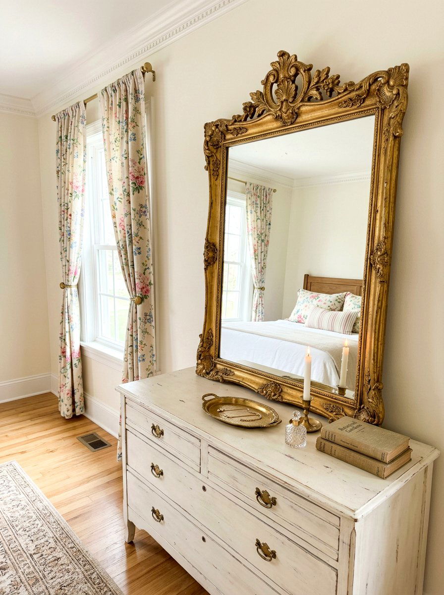 Vintage Gold Mirror - 25 Spring Dresser Top Decor Ideas