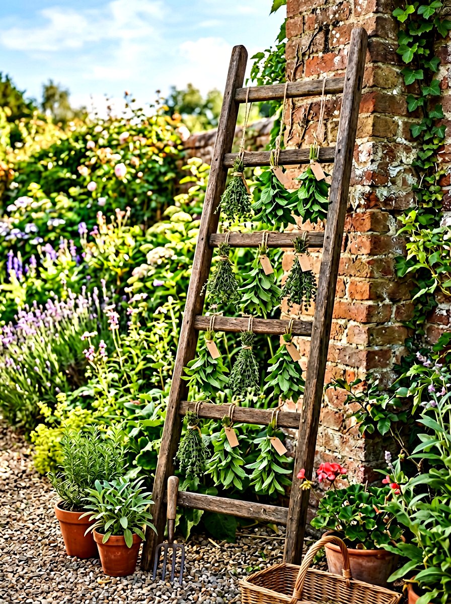 Vintage Herb Drying Ladder - 25 Spring Herb Drying Rack Ideas