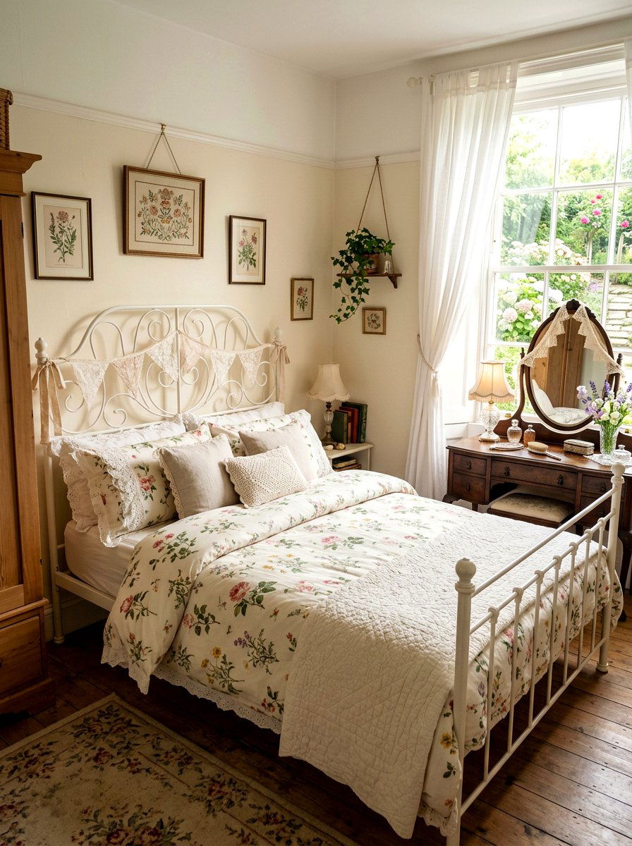 Vintage Lace Bedroom Bunting - 25 Spring Fabric Bunting Ideas