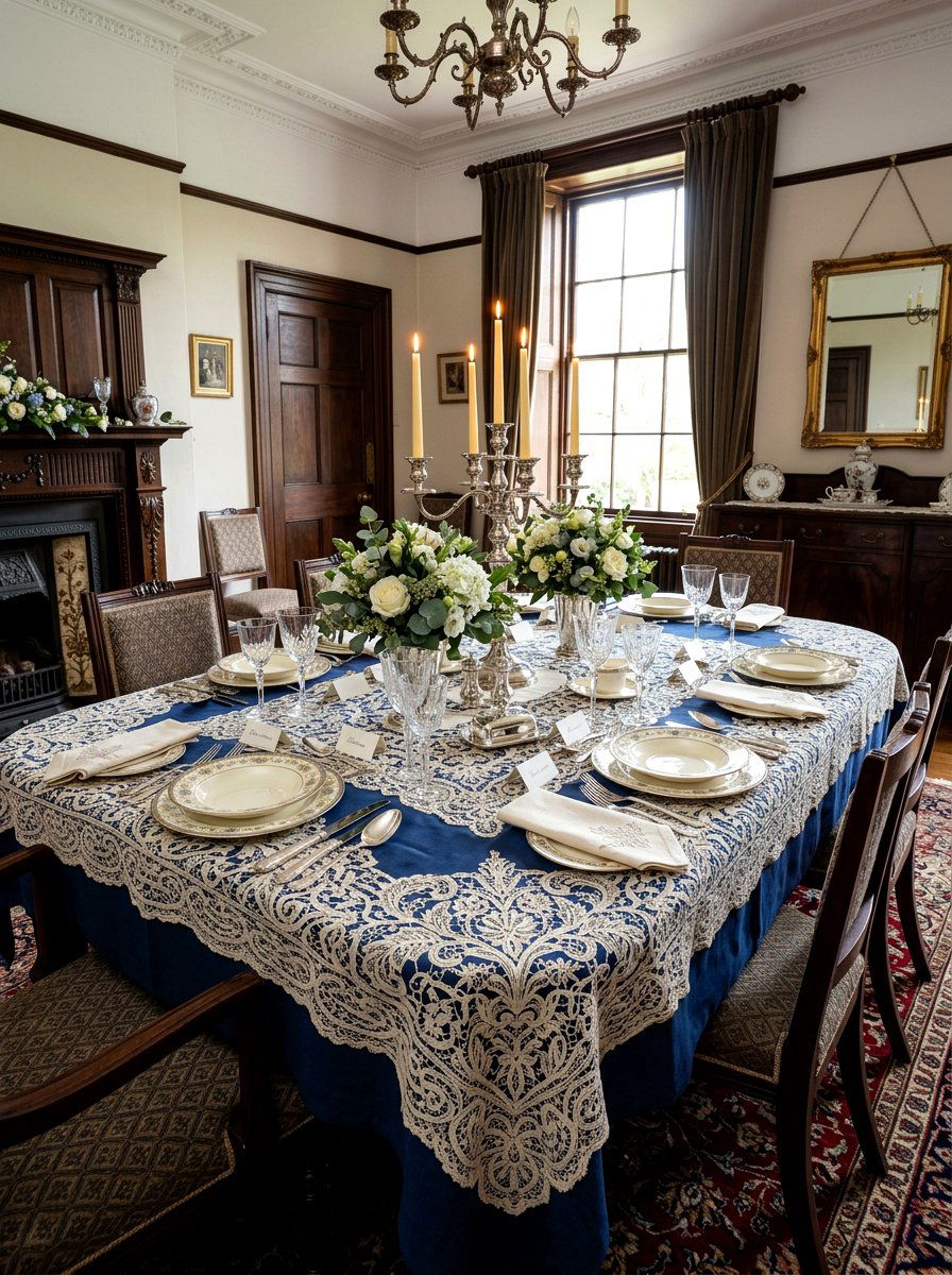 Vintage Lace Overlay - 25 Spring Luncheon Table Ideas