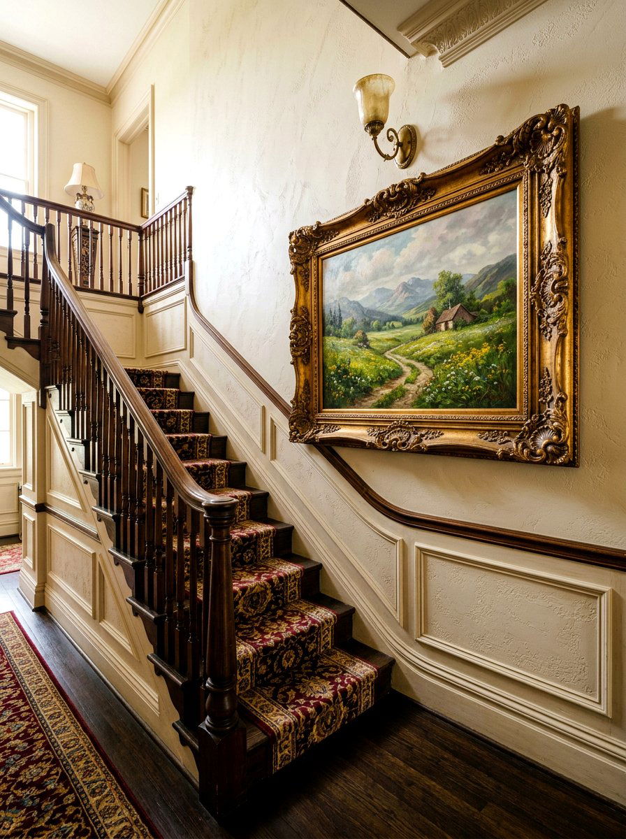 Vintage Landscape Painting - 25 Spring Stairway Wall Decor Ideas