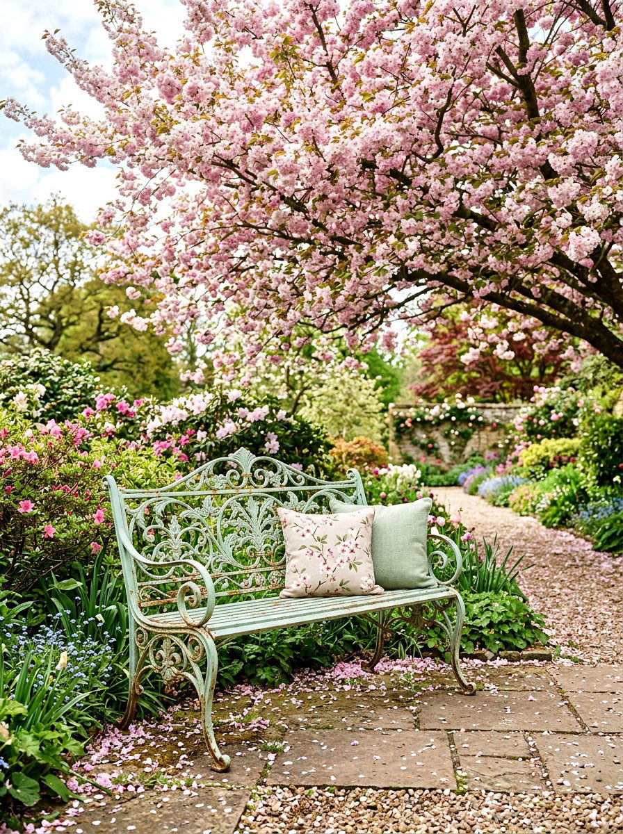 Vintage Metal Garden Benches - 25 Spring Metal Garden Decor Ideas
