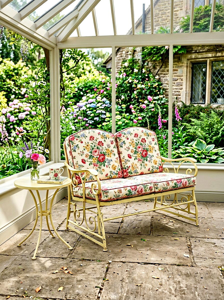 Vintage Metal Glider - 25 Spring Porch Sitting Area Ideas