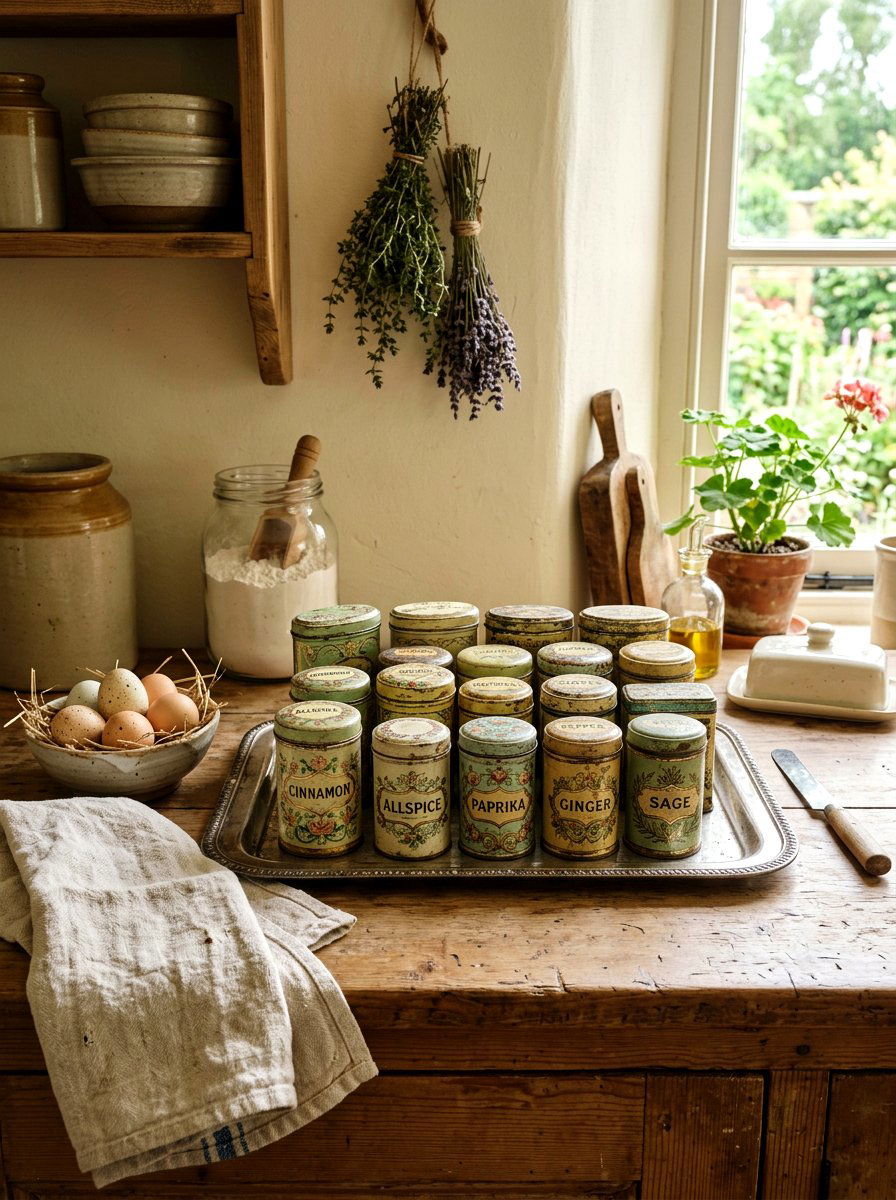 Vintage Metal Spice Tin - 25 Spring Spice Rack Decor Ideas