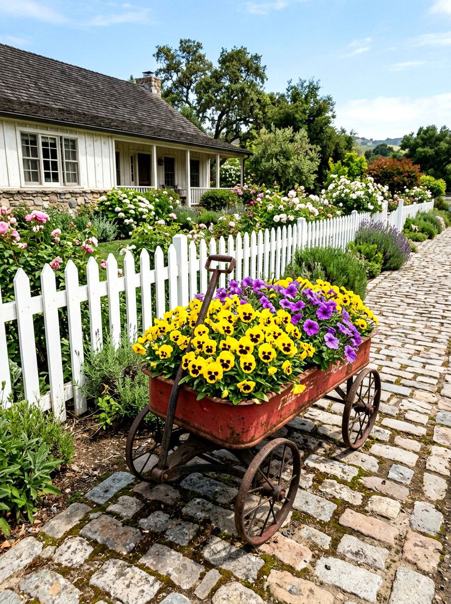 Vintage Metal Wagon Planter - 25 Spring Wagon Decor Ideas