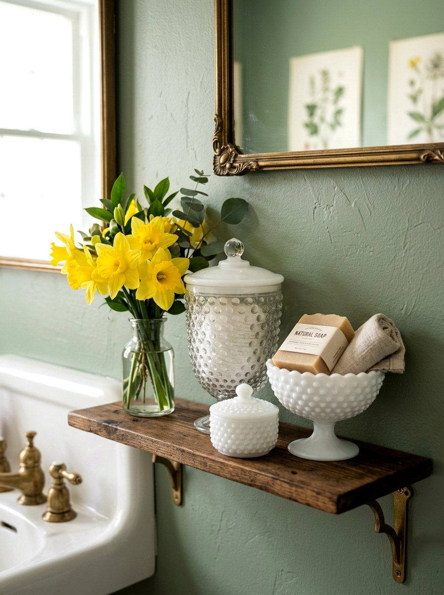 Vintage Milk Glass Jar - 25 Spring Bathroom Jar Ideas