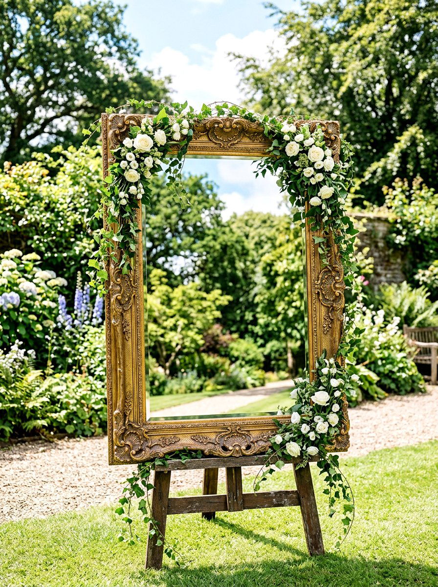 Vintage Mirror Backdrop - 25 Spring Wedding Arch Ideas