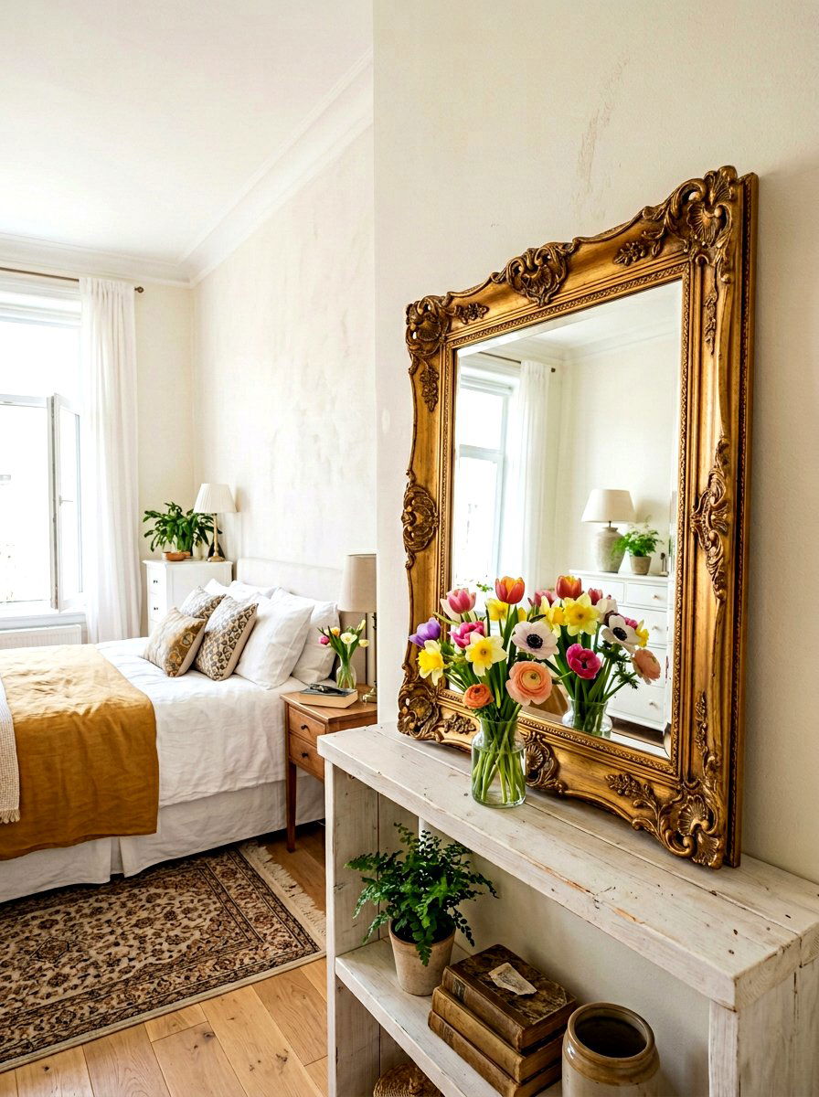 Vintage Mirror Decor - 25 Spring Bedroom Shelf Ideas