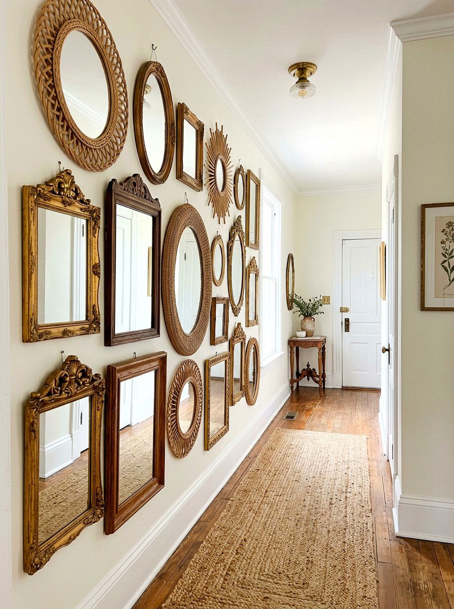 Vintage Mirror Gallery Wall - 25 Spring Boho Decor Ideas