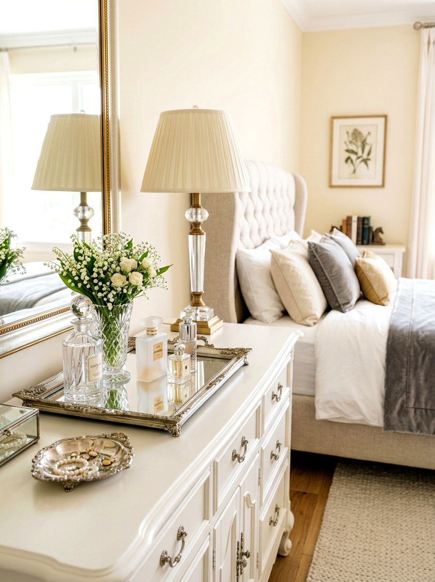 Vintage Mirror Spring Tray - 25 Spring Decorative Tray Ideas