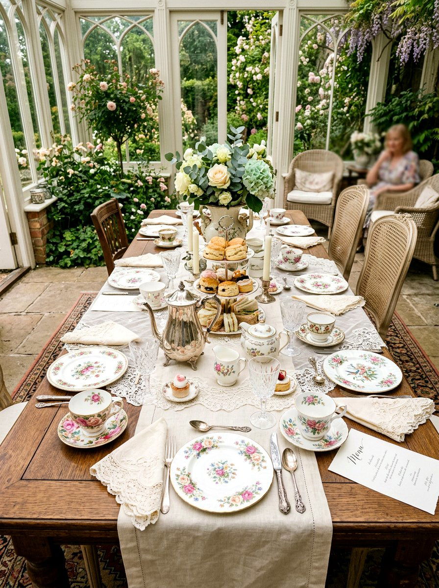 Vintage Mismatched China - 25 Spring Tea Party Table Ideas