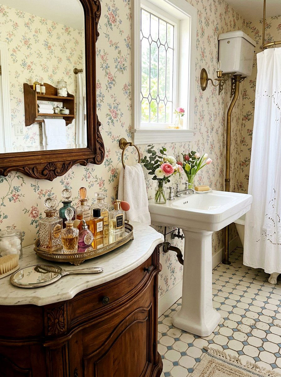 Vintage Perfume Bottle - 25 Spring Bathroom Tray Ideas