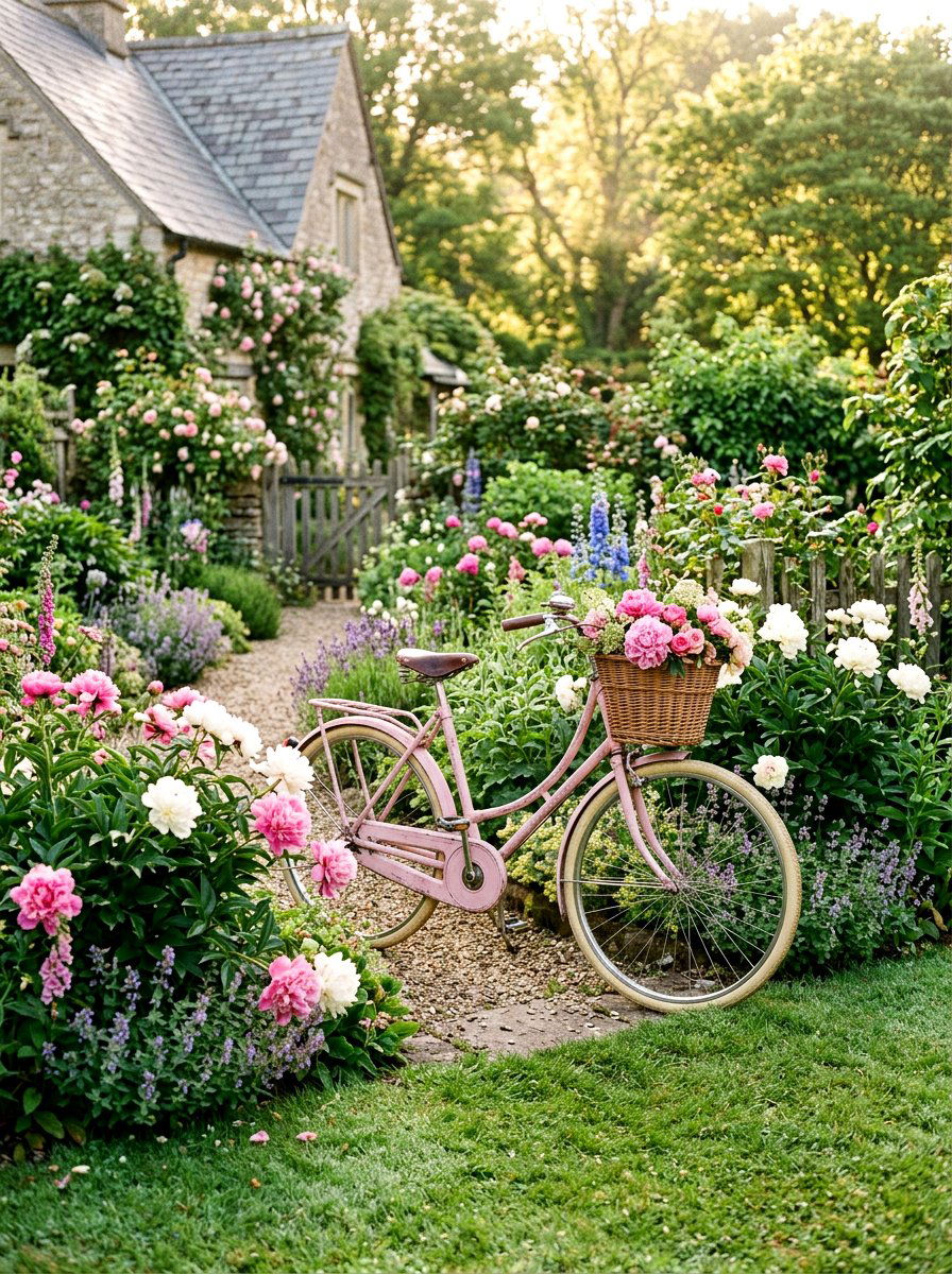 Vintage Pink Bicycle Garden - 25 Spring Bicycle Decor Ideas