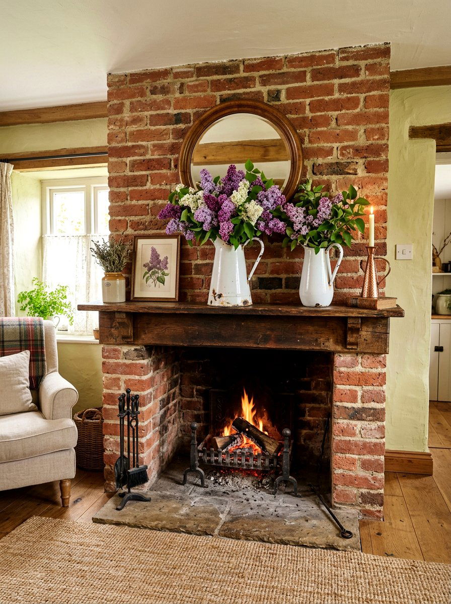 Vintage Pitcher Floral Display - 25 Spring Mantel Floral Ideas