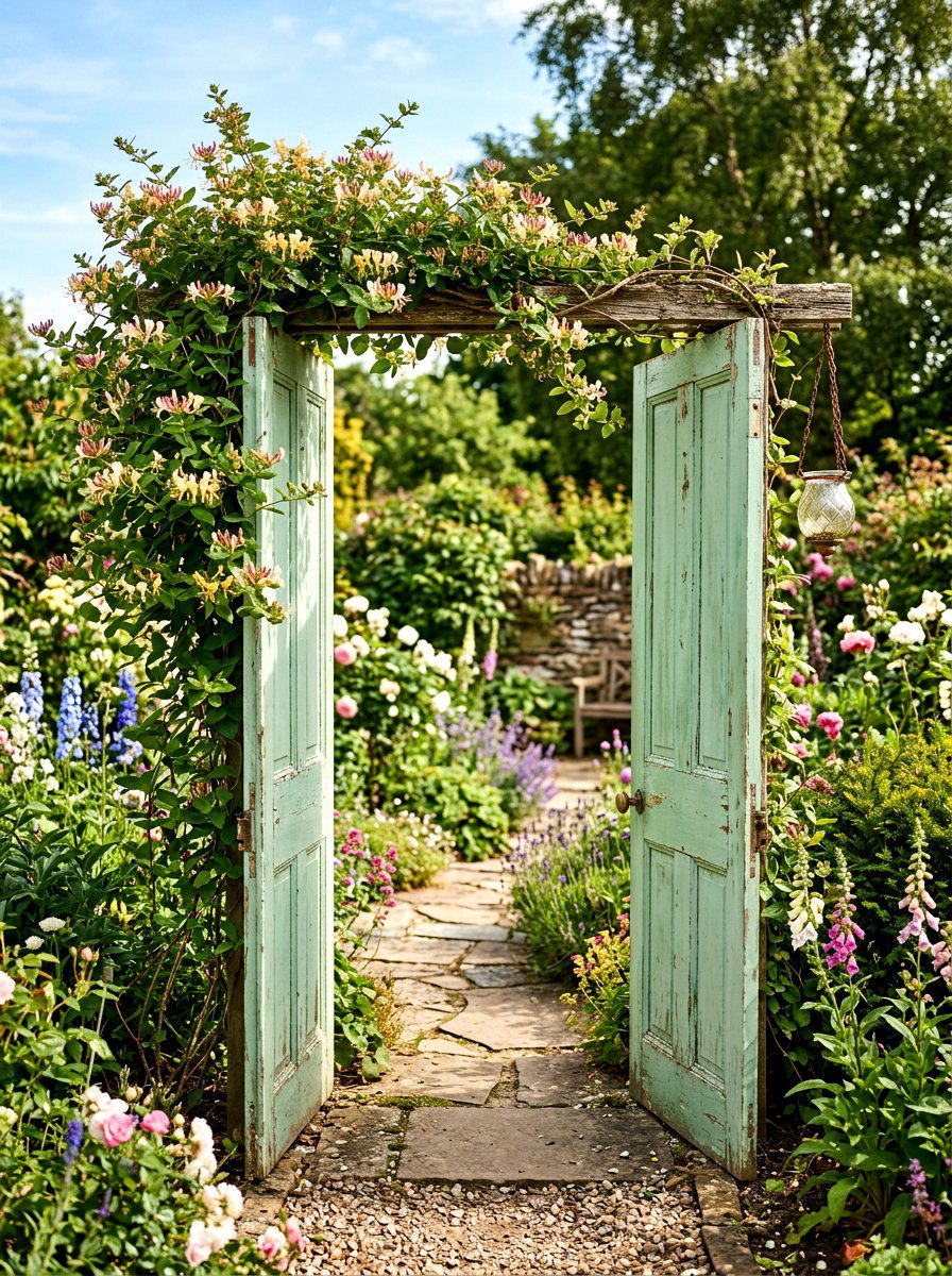 Vintage Repurposed Door Arbor - 25 Spring Arbor Entrance Decor Ideas