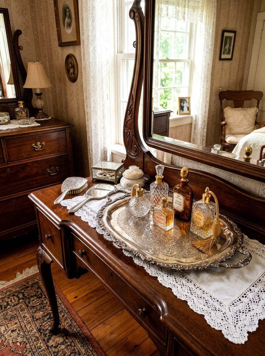 Vintage Silver Tray - 25 Spring Vanity Tray Ideas