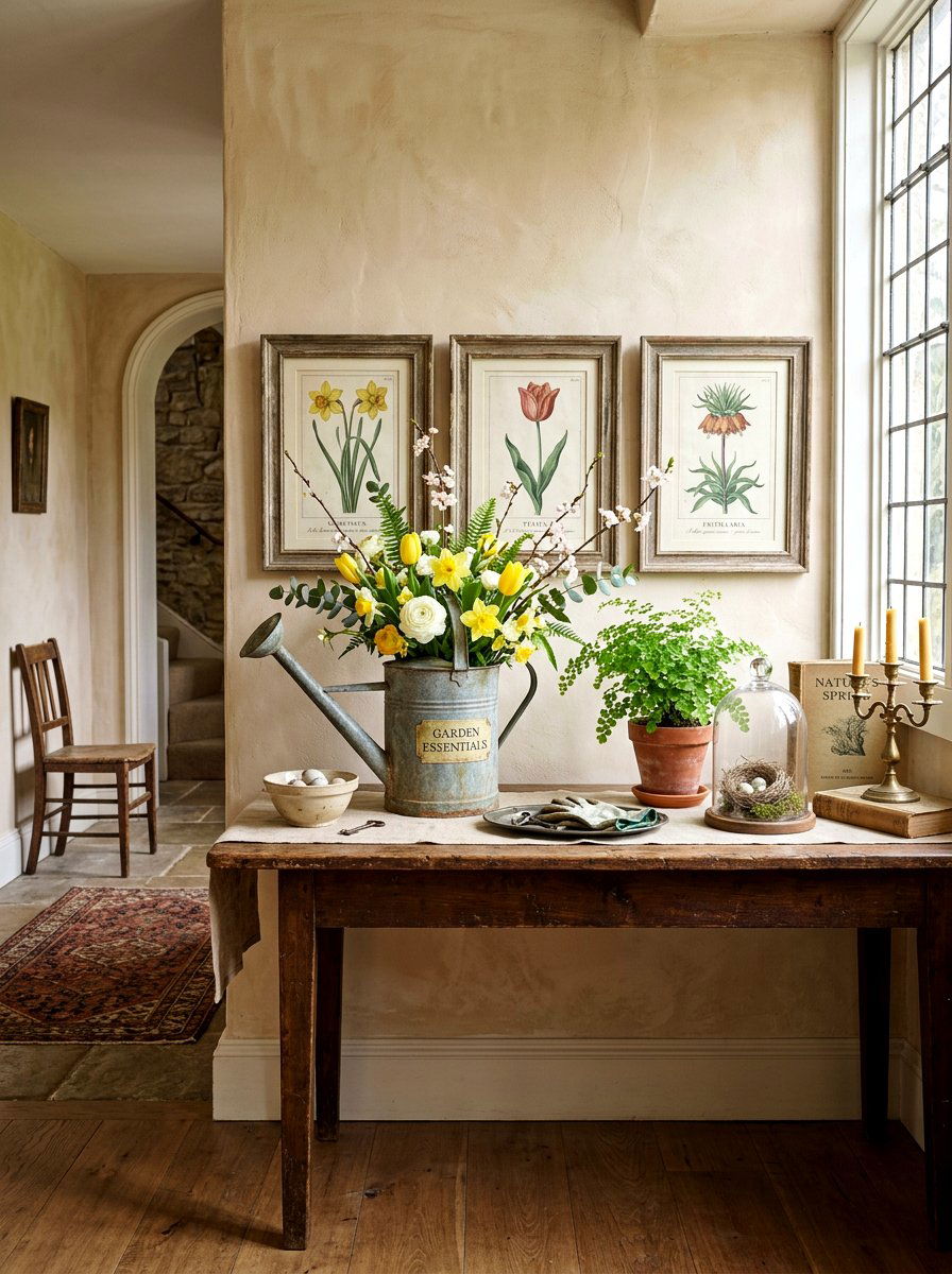 Vintage Spring Decor - 25 Spring Console Table Decor Ideas