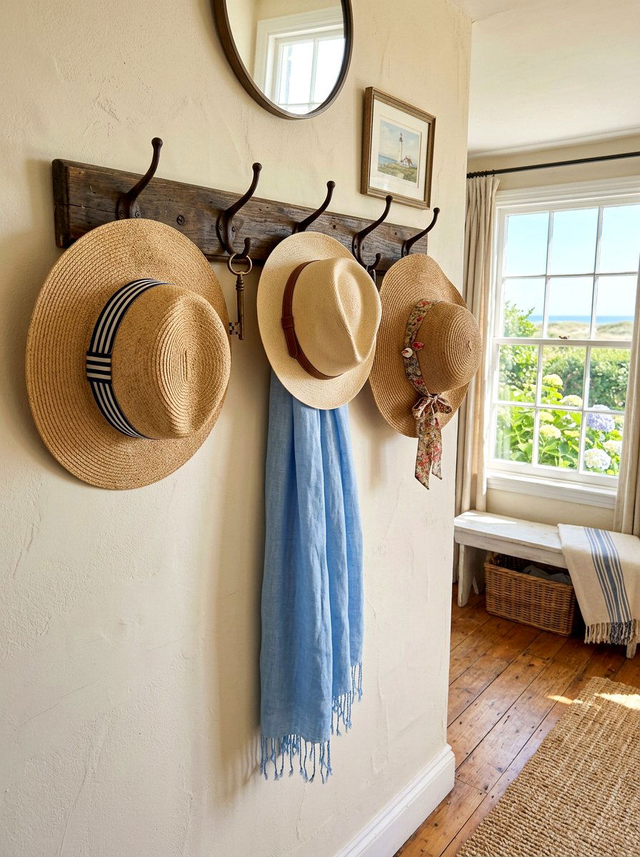 Vintage Straw Hat - 25 Spring Coat Rack Decor Ideas