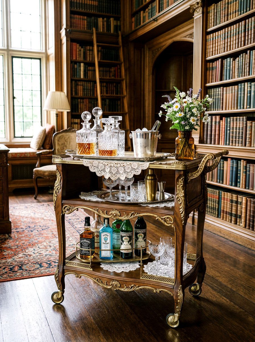 Vintage Style Bar Cart - 25 Spring Bar Cart Styling Ideas