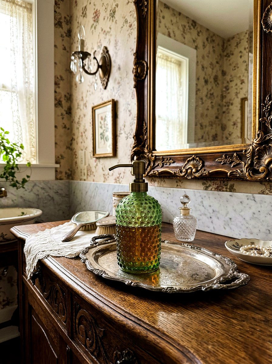 Vintage Style Glass Soap Pump - 25 Spring Soap Dispenser Ideas