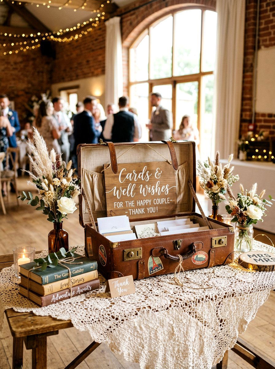 Vintage Suitcase Wedding Card Box - 25 Spring Wedding Card Box Ideas