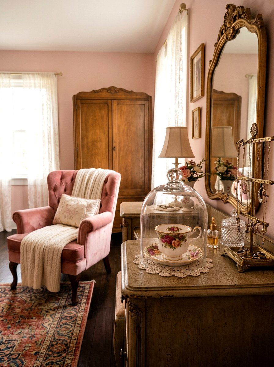 Vintage Tea Cup - 25 Spring Glass Cloche Ideas