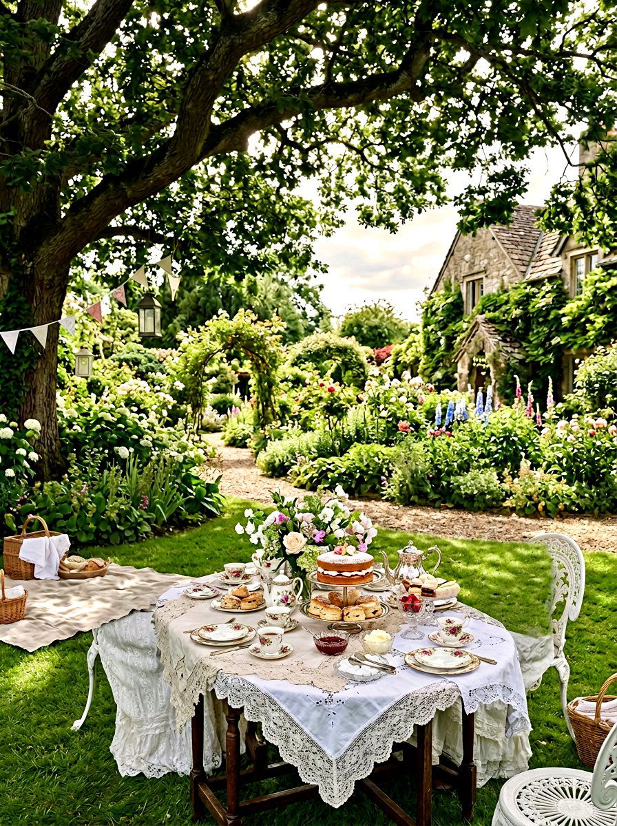 Vintage Tea Party Setting - 25 Spring Garden Table Decor Ideas