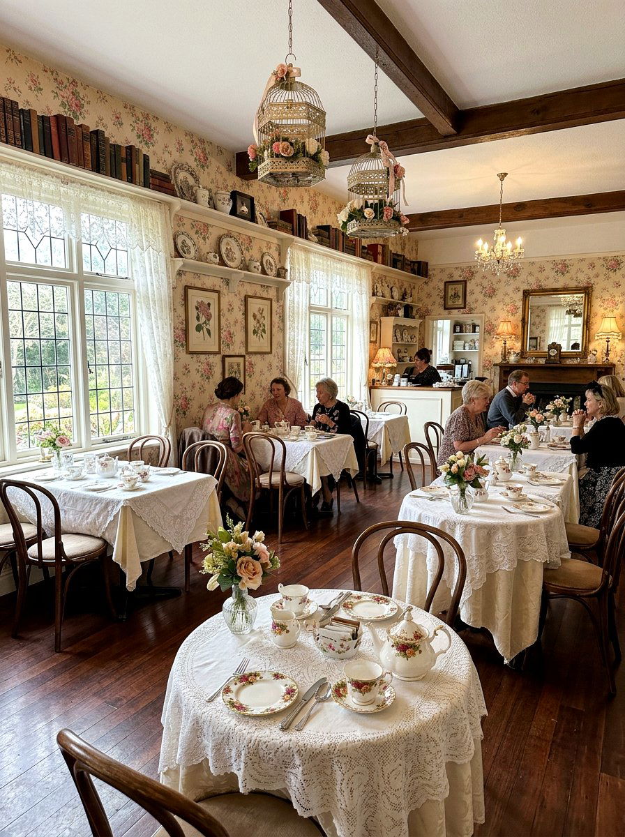 Vintage Tea Room - 25 Spring Dinner Party Decor Ideas