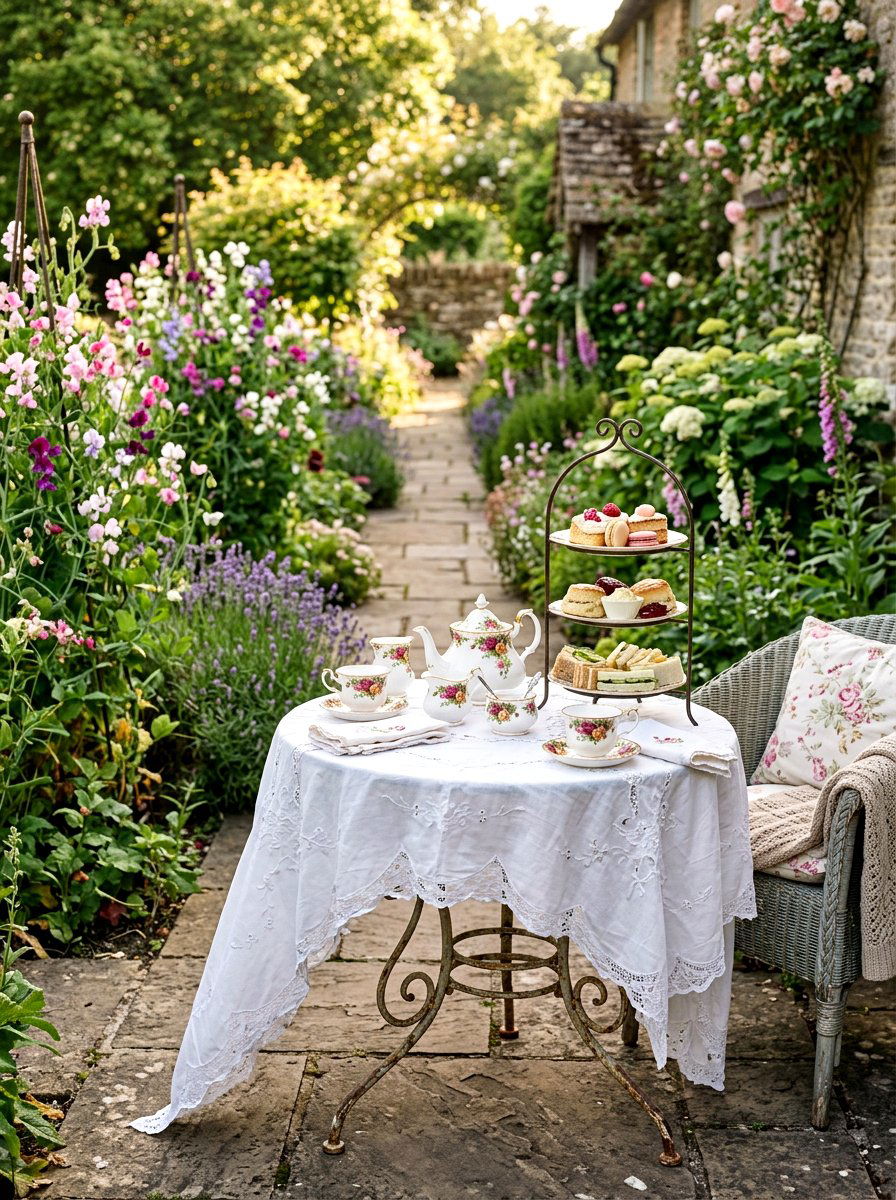 Vintage Teatime Setup - 25 Spring Al Fresco Dining Ideas