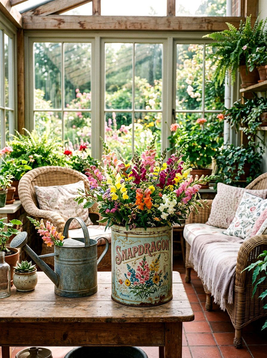 Vintage Tin Snapdragon Display - 25 Spring Snapdragon Arrangement Ideas