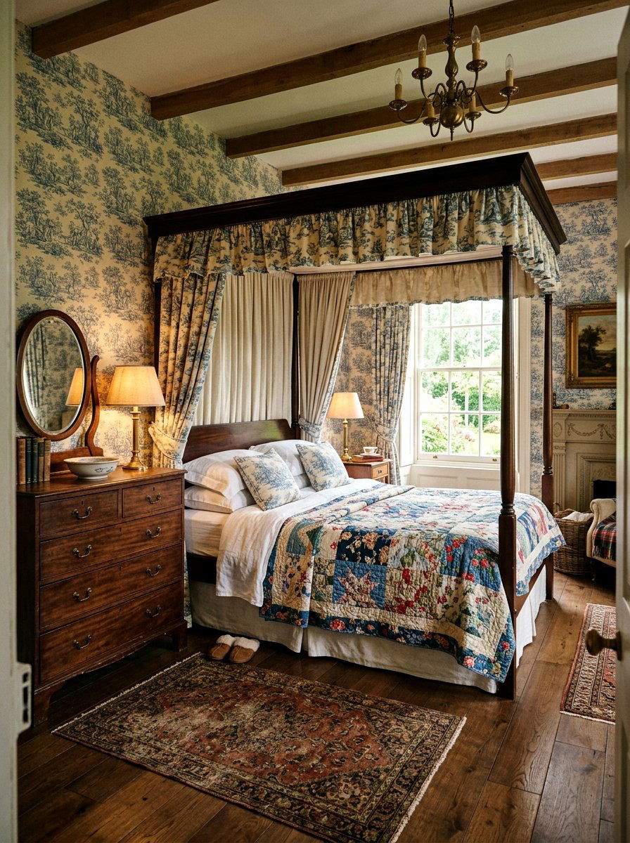 Vintage Toile Bedroom - 25 Spring Toile Decor Ideas