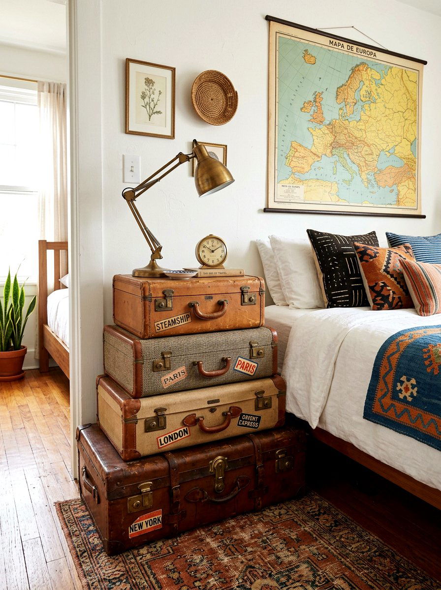 Vintage Travel Suitcase - 25 Spring Repurposed Decor Ideas
